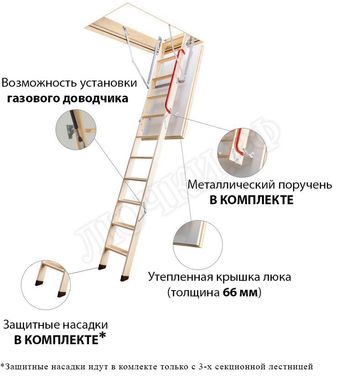 Чердачная лестница Fakro LTK Thermo 700*1400*3300 Чердачная лестница Fakro LTK Thermo 700*1400*3300