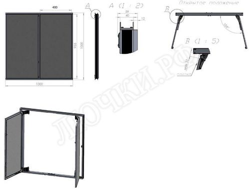 Люк под плитку Нажимной Секрет-Лайт 2 створки 1000*400 Люк под плитку Нажимной Секрет-Лайт 2 створки 1000*400
